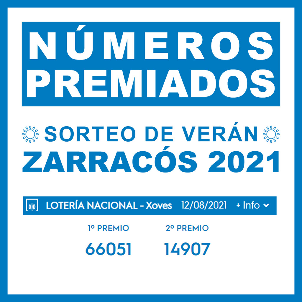 Números premiados no Sorteo de Verán Zarracós 2021