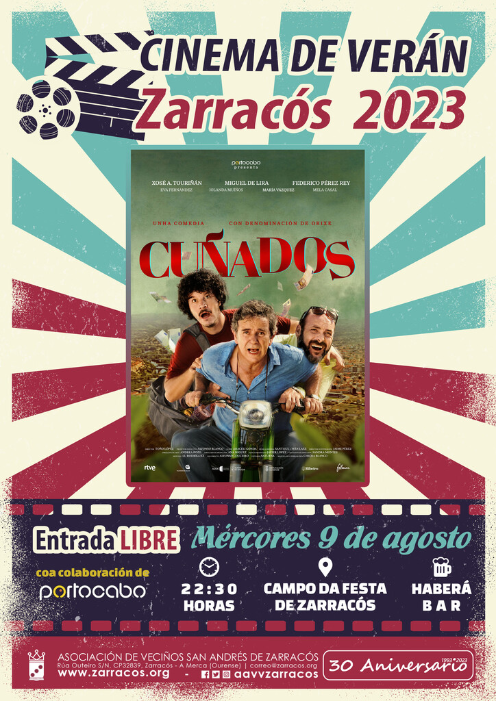 Cinema de verán Zarracós 2023 coa proxección da película Cuñados