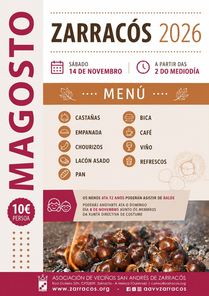 Magosto Zarracós 2026: castañas, tradición e moita festa